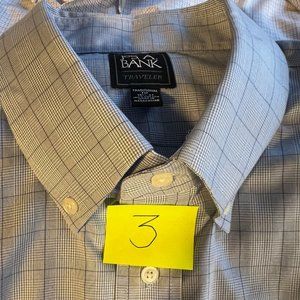 Joseph A. Bank Traveler Dress Shirt Button Down Blue